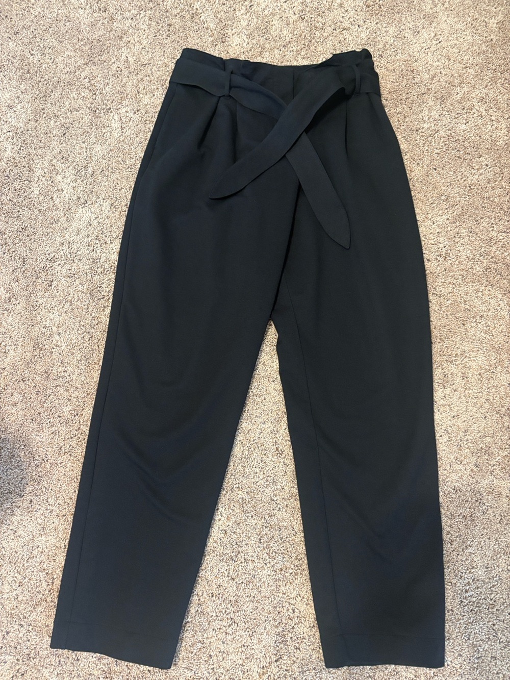 Emporio Armani Black Paperbag Waist Tie Trousers